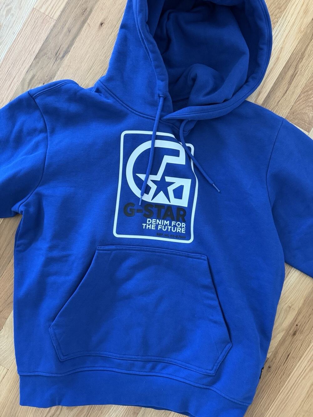 G Star Raw Men's Blue Graphic Logo Hoodie Sweatshirt Medium